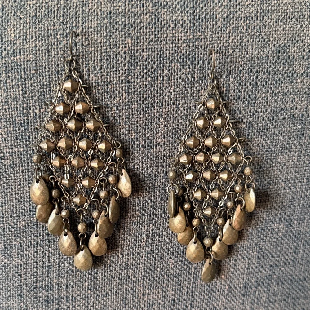 Vintage-Inspired Gold Teardrop Chandelier Earrings